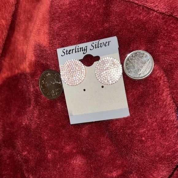 Vintage Luxury style bling stud Sterling Silver earrings New - Picture 9 of 11